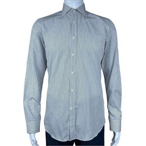 Ralph Lauren Black Label Dress Shirt 15.5 Tailored Fit Black Stripe Italy Preppy